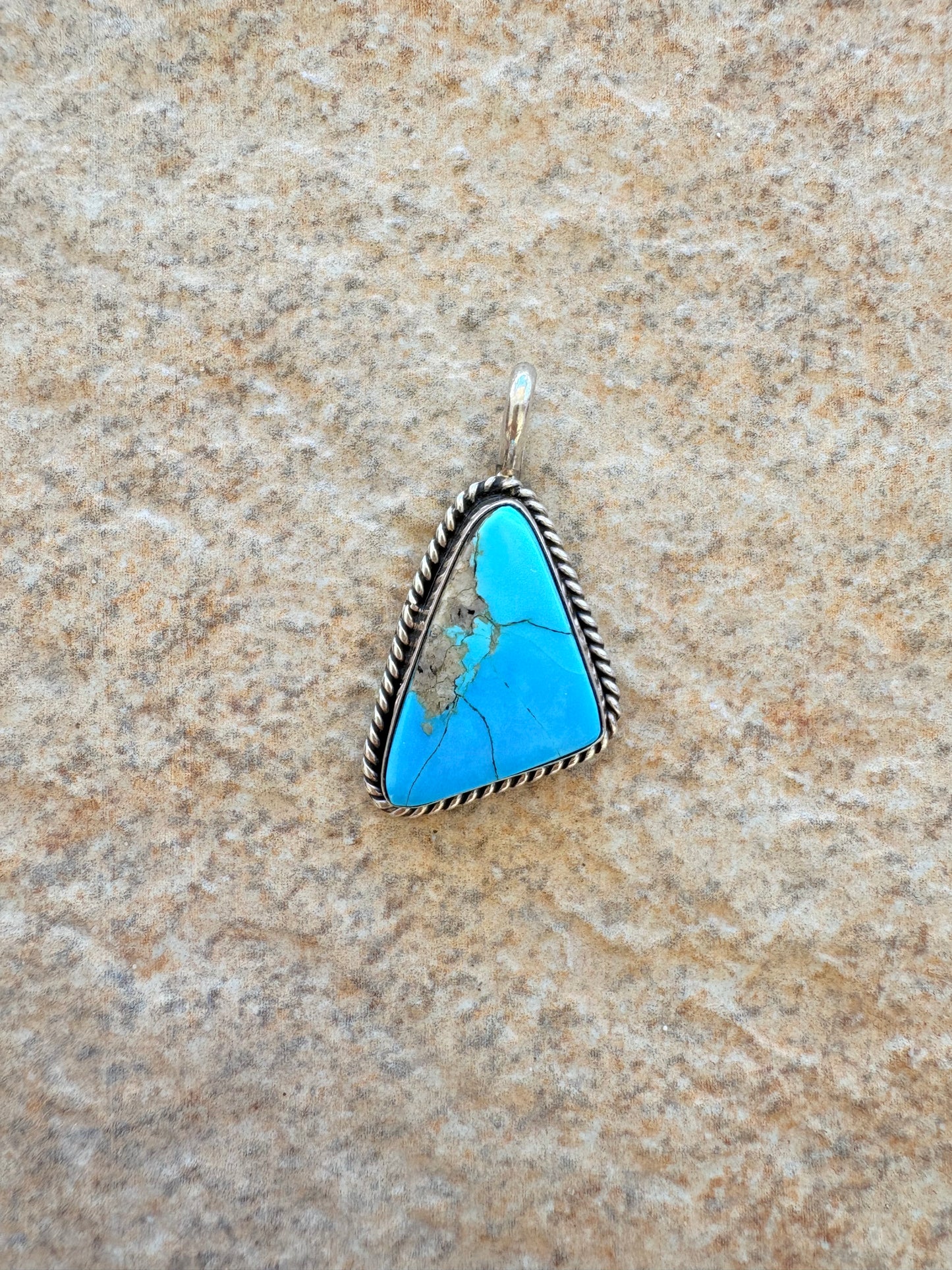 Native American Turquoise Pendant Signed Chimney Butte – Sterling Silver