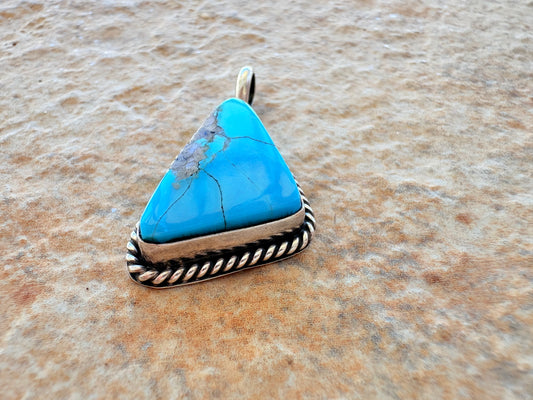 Native American Turquoise Pendant Signed Chimney Butte – Sterling Silver
