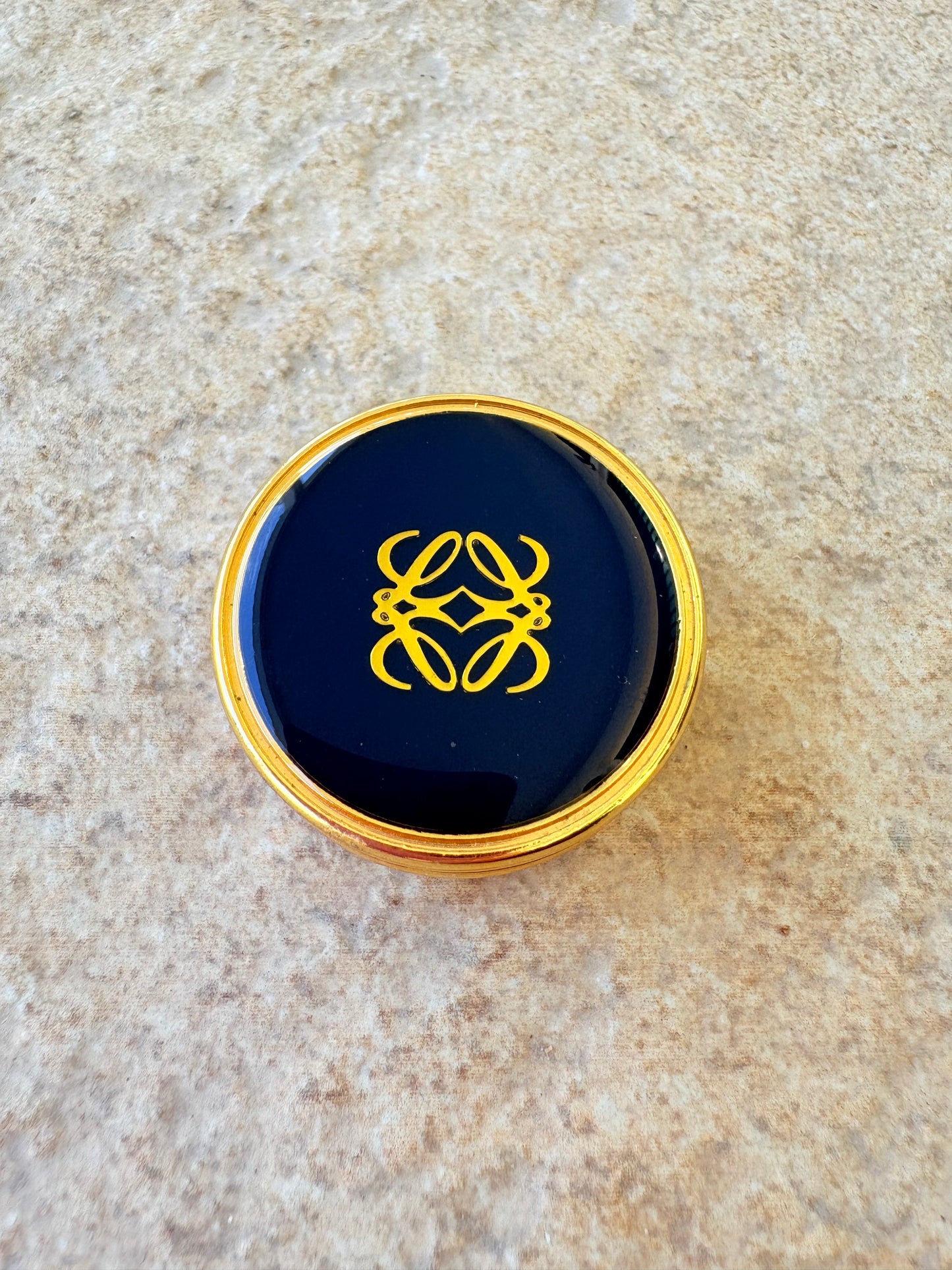 Vintage Rare Loewe Blue & Gold Compact Case / Trinket Box
