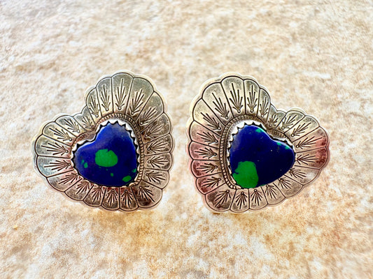 Azurite heart studs NA marked QT