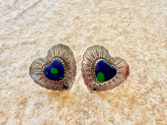 Azurite heart studs NA marked QT