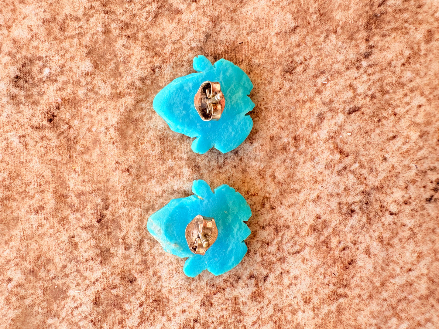 Vintage Turquoise Carved Frog Earrings with Red Coral Eyes – Sterling Silver