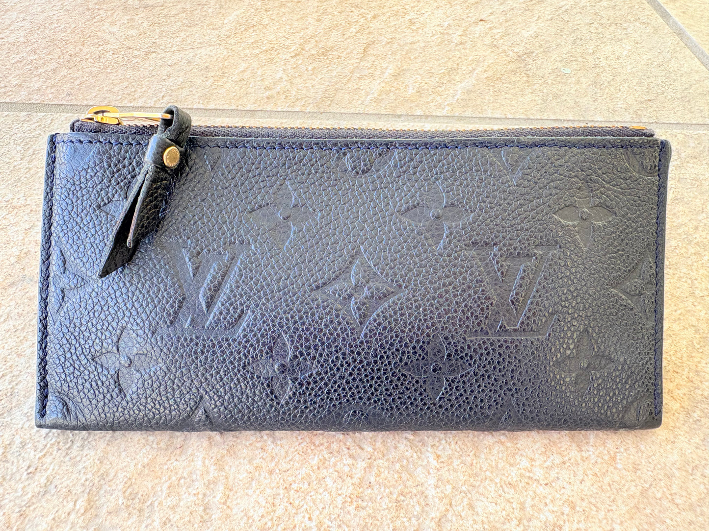 Louis Vuitton Black Monogram Empreinte Leather Zip Coin Pouch w/ COA