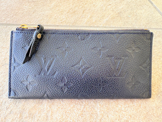 Louis Vuitton Black Monogram Empreinte Leather Zip Coin Pouch w/ COA
