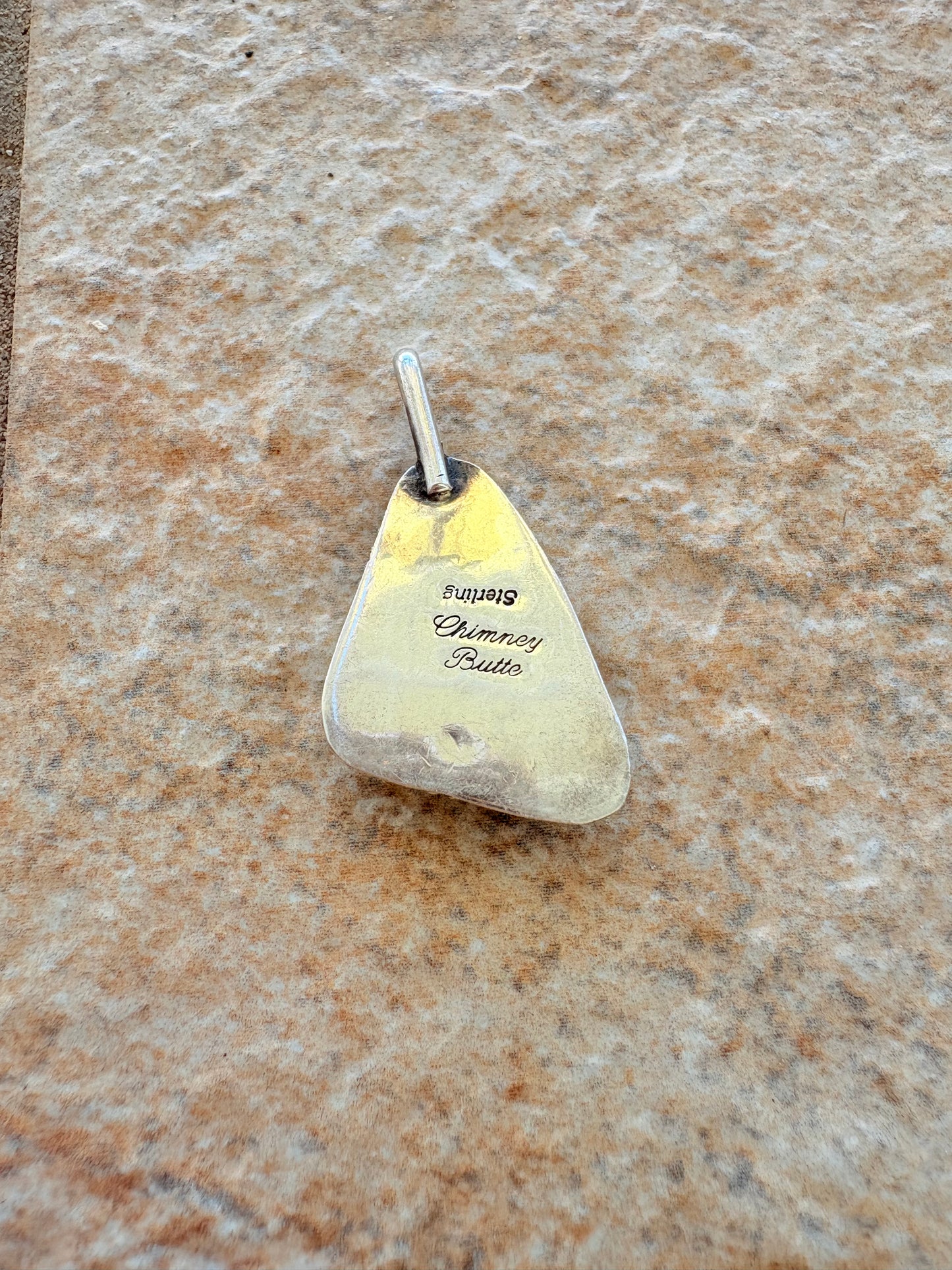 Native American Turquoise Pendant Signed Chimney Butte – Sterling Silver