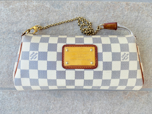 Authentic Louis Vuitton Damier Azur Eva Crossbody Bag w/ COA