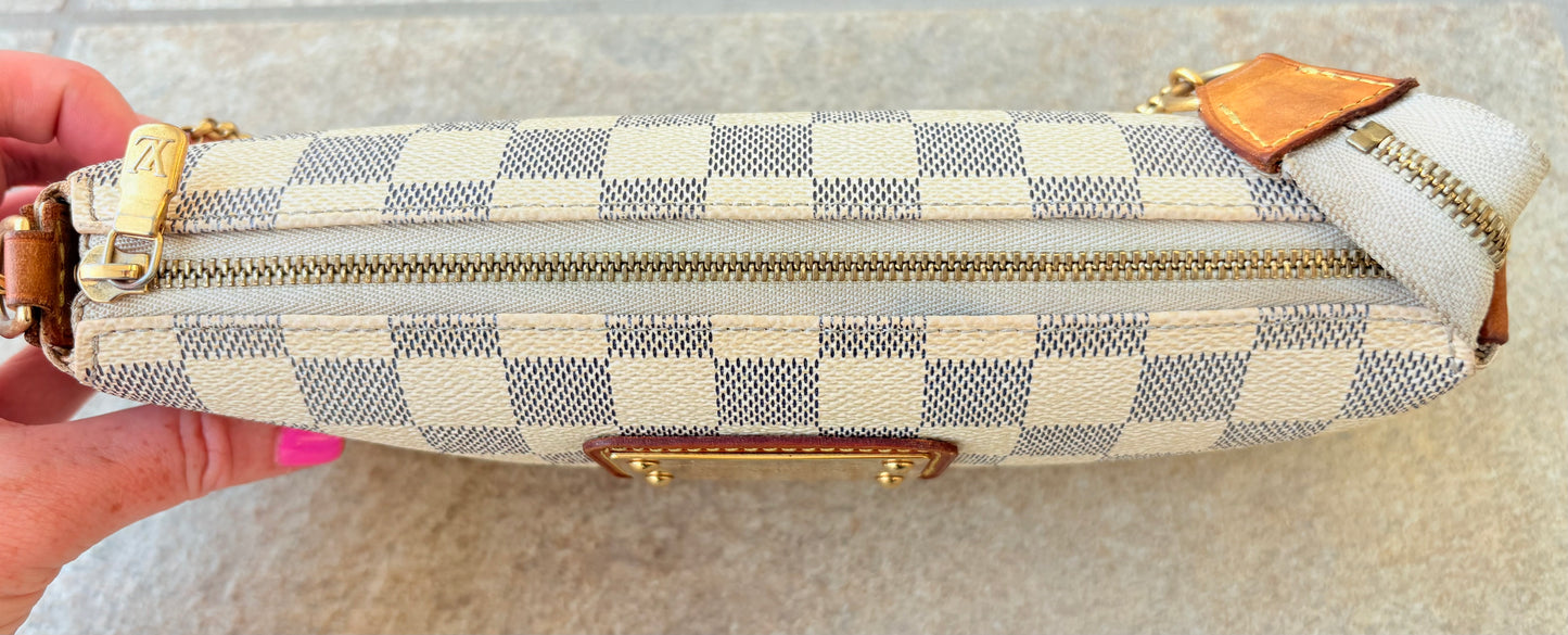 Authentic Louis Vuitton Damier Azur Eva Crossbody Bag w/ COA