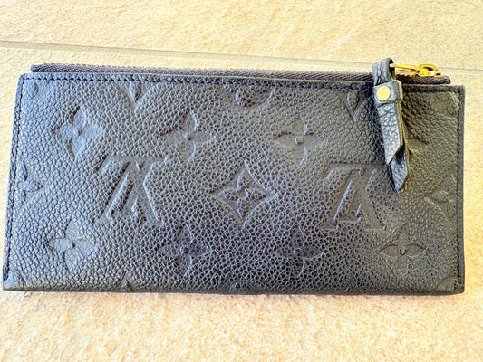 Louis Vuitton Black Monogram Empreinte Leather Zip Coin Pouch w/ COA