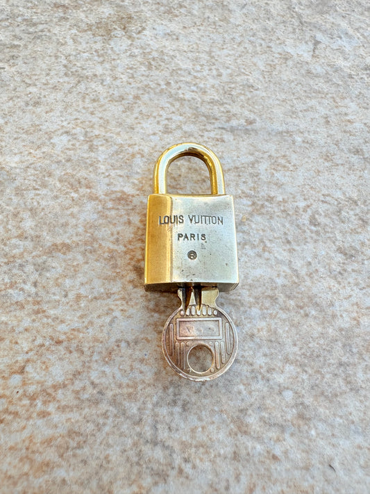 Authentic Louis Vuitton Brass Padlock & Key Set (#214)