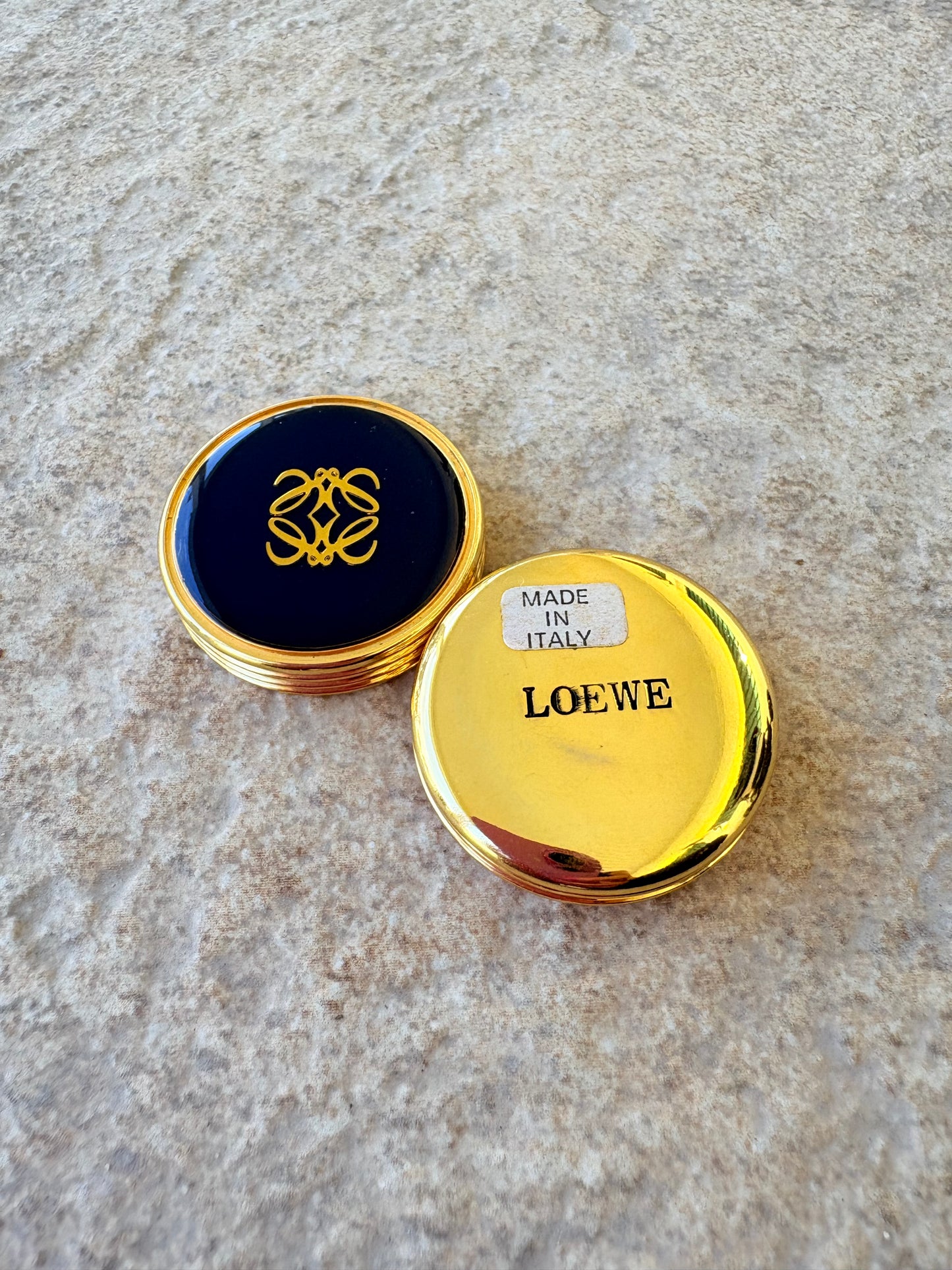 Vintage Rare Loewe Blue & Gold Compact Case / Trinket Box