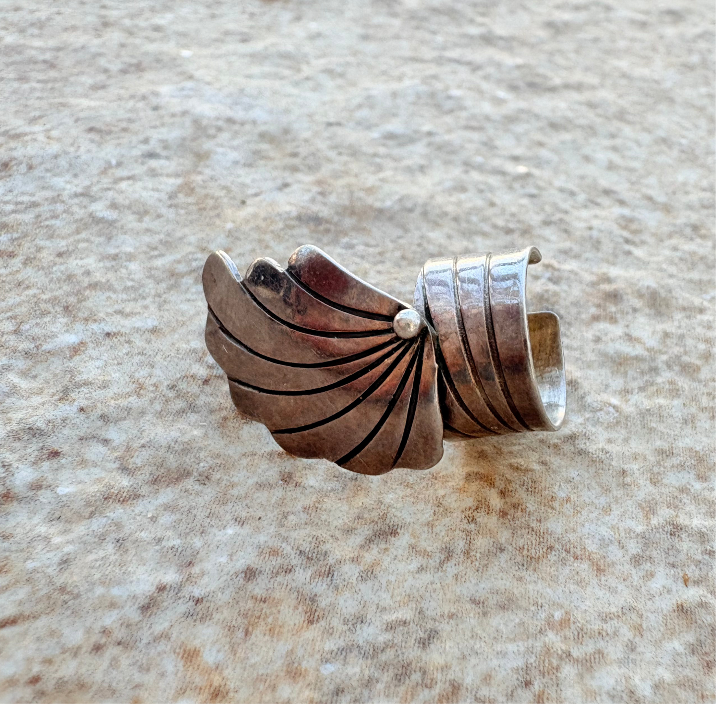Vintage Native American Sterling Silver Ear Cuff – Handcrafted Feather Design
