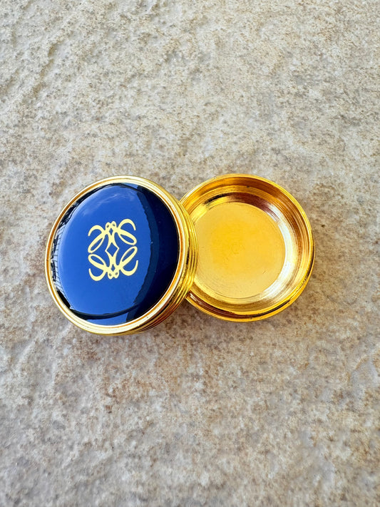 Vintage Rare Loewe Blue & Gold Compact Case / Trinket Box
