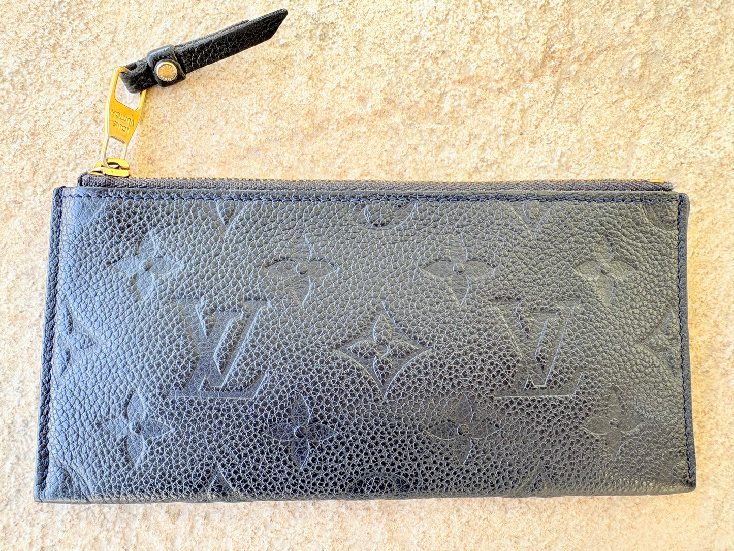 Louis Vuitton Black Monogram Empreinte Leather Zip Coin Pouch w/ COA