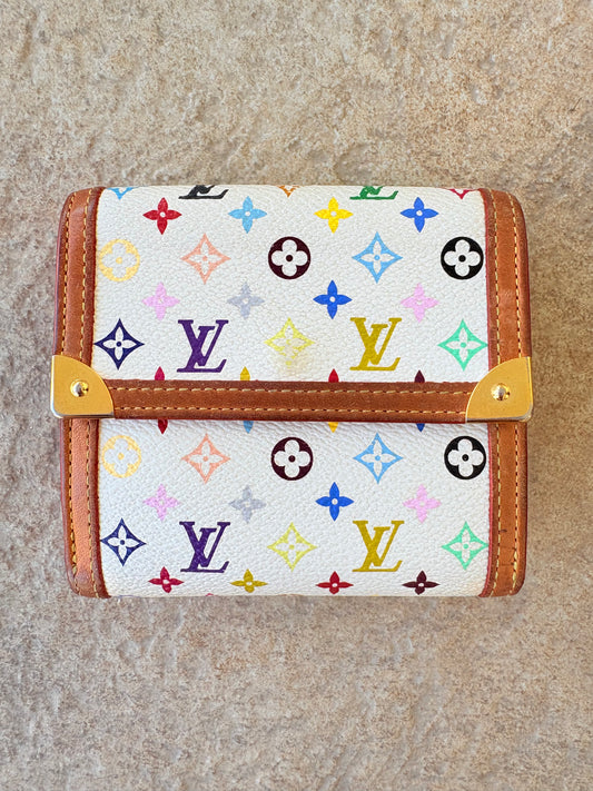 Vintage Louis Vuitton Porte-Monnaie Billets Multicolor Monogram Wallet w/ COA