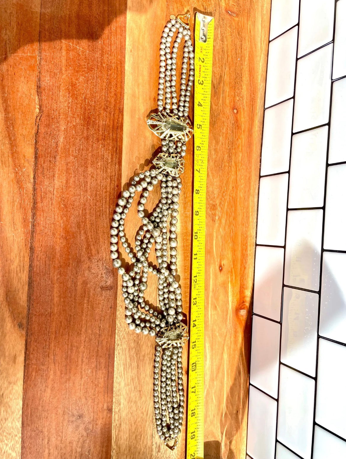Alexis Bittar Multi-Strand Pearl Statement Necklace with Crystal Accents