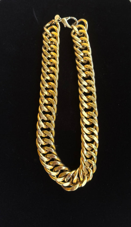 Vintage Erwin Pearl Thick Chunky Goldtone Chain Necklace