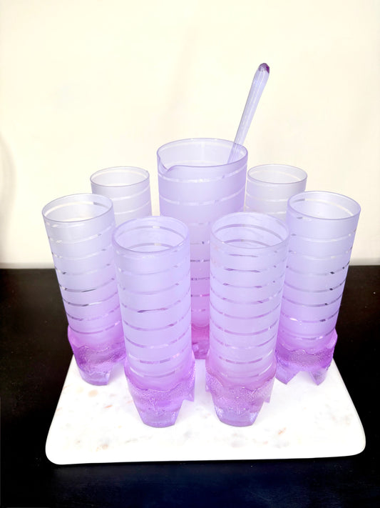 1970s Frosted Italian Alexandrite Anchor Barware set of 7