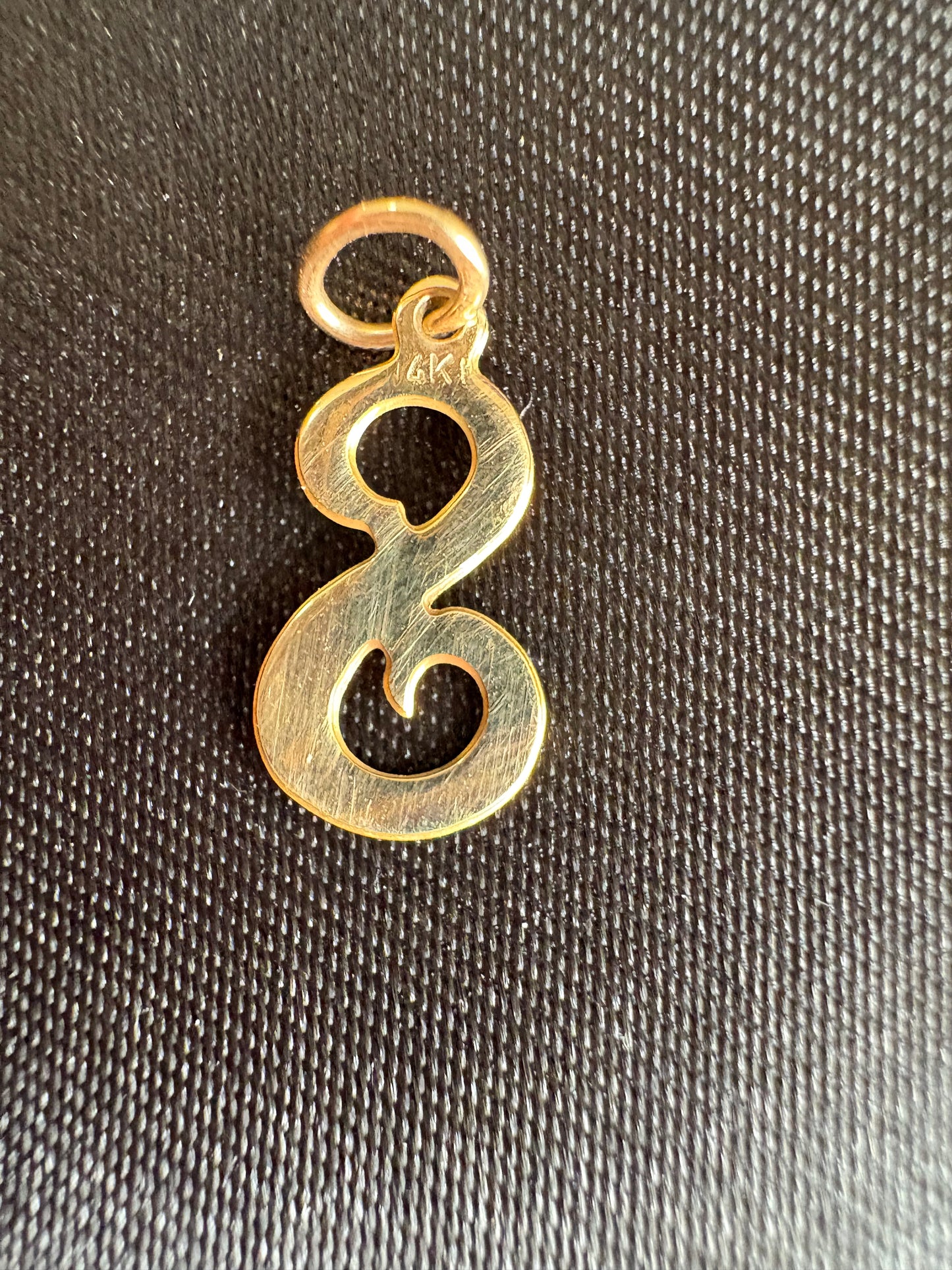 14K Solid Gold Script Initial S Charm Pendant