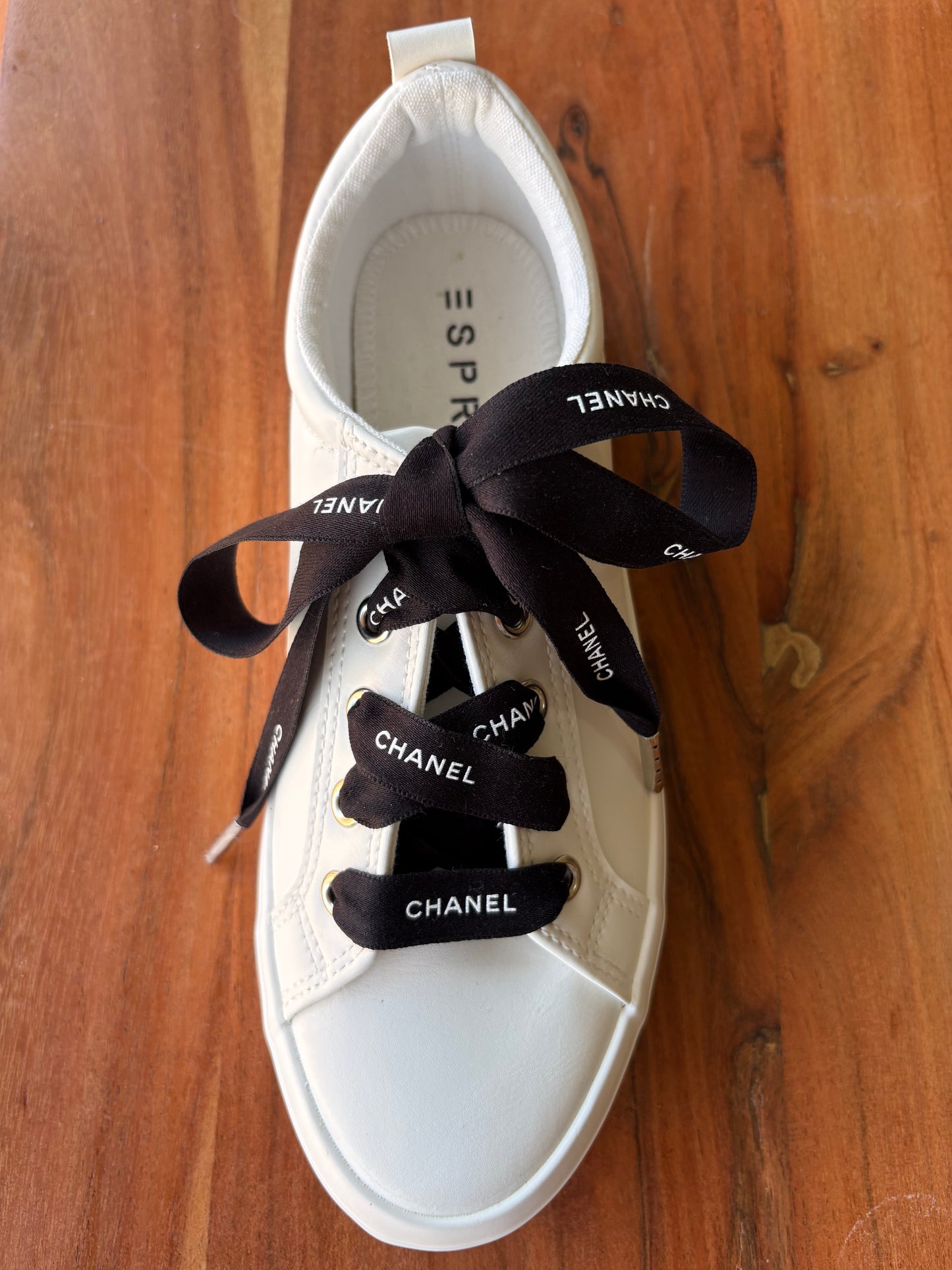 Authentic Black Chanel Ribbon with Metal Tips – Upcycled Luxury Shoelaces, Hoodie Strings, or Hair Ribbon