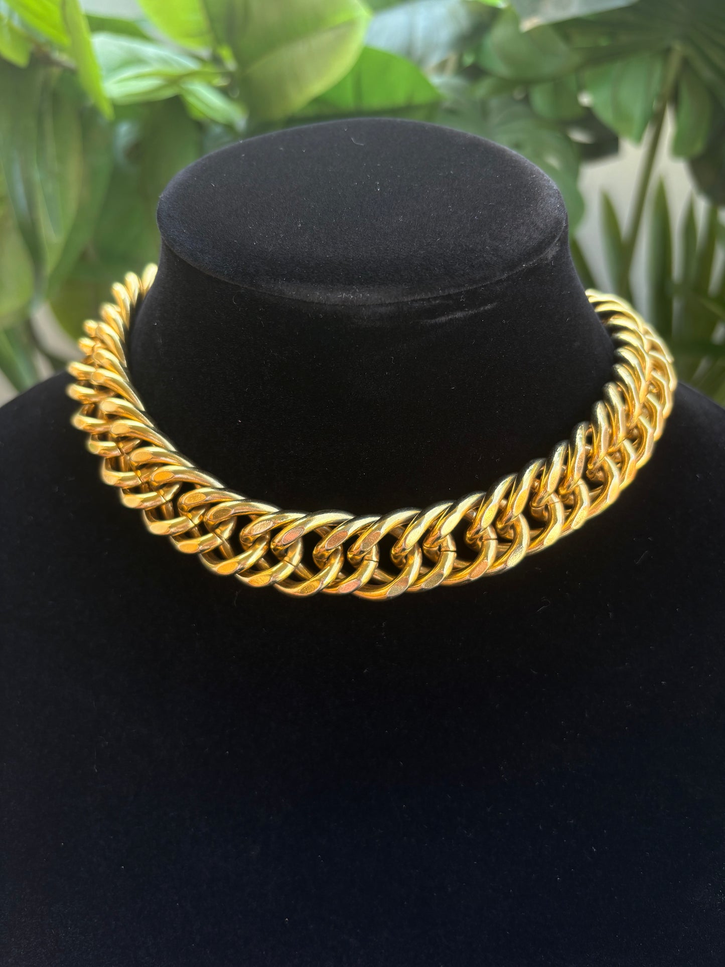 Vintage Erwin Pearl Thick Chunky Goldtone Chain Necklace