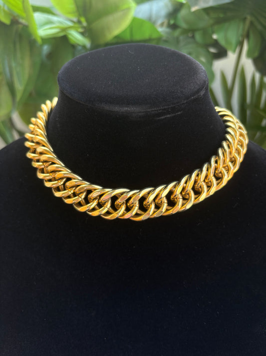 Vintage Erwin Pearl Thick Chunky Goldtone Chain Necklace