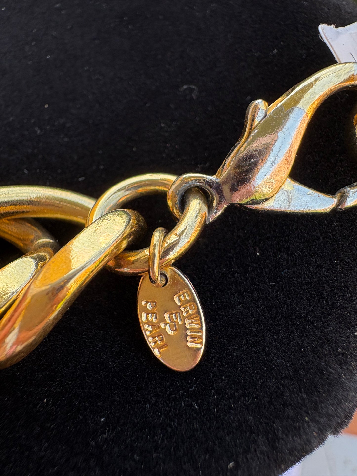 Vintage Erwin Pearl Thick Chunky Goldtone Chain Necklace