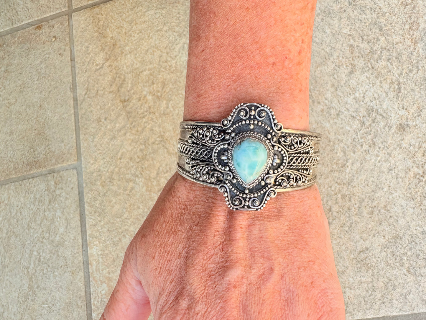 Larimar Bali sterling cuff