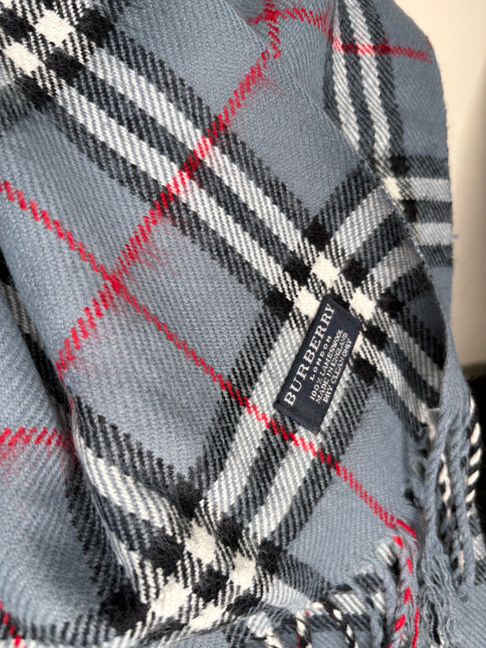 Authentic Burberry Plaid Lambswool Scarf – Grey Nova Check