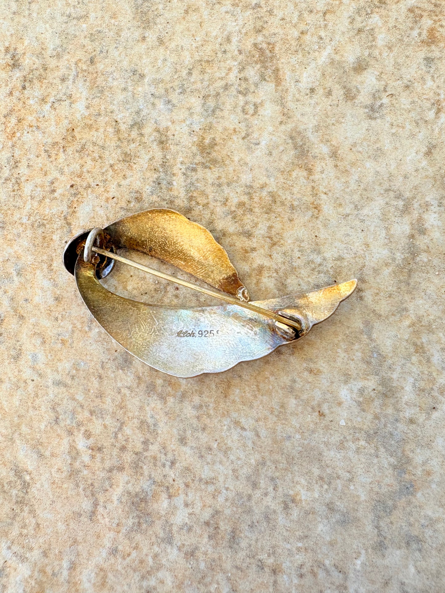 Vintage Albert Scharning Norwegian Sterling Silver & Blue Guilloché Enamel Brooch