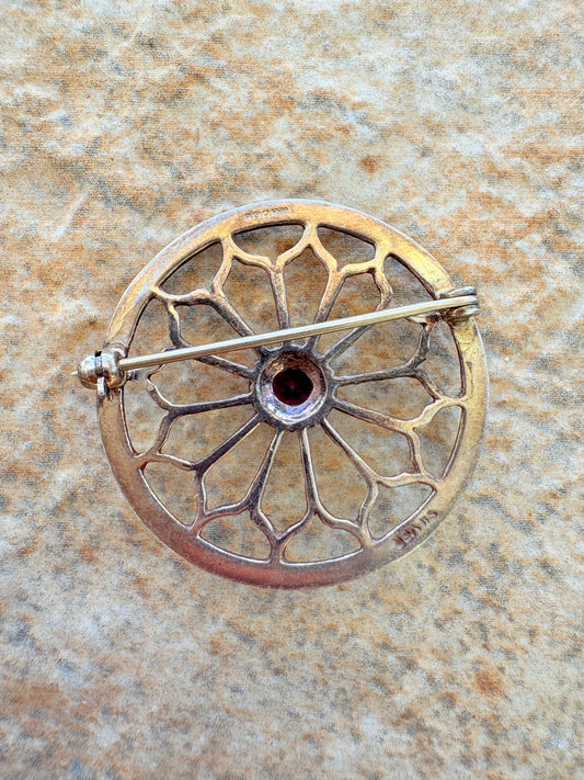 Antique Sterling Silver Brooch with Amethyst Center — Art Nouveau Web Design