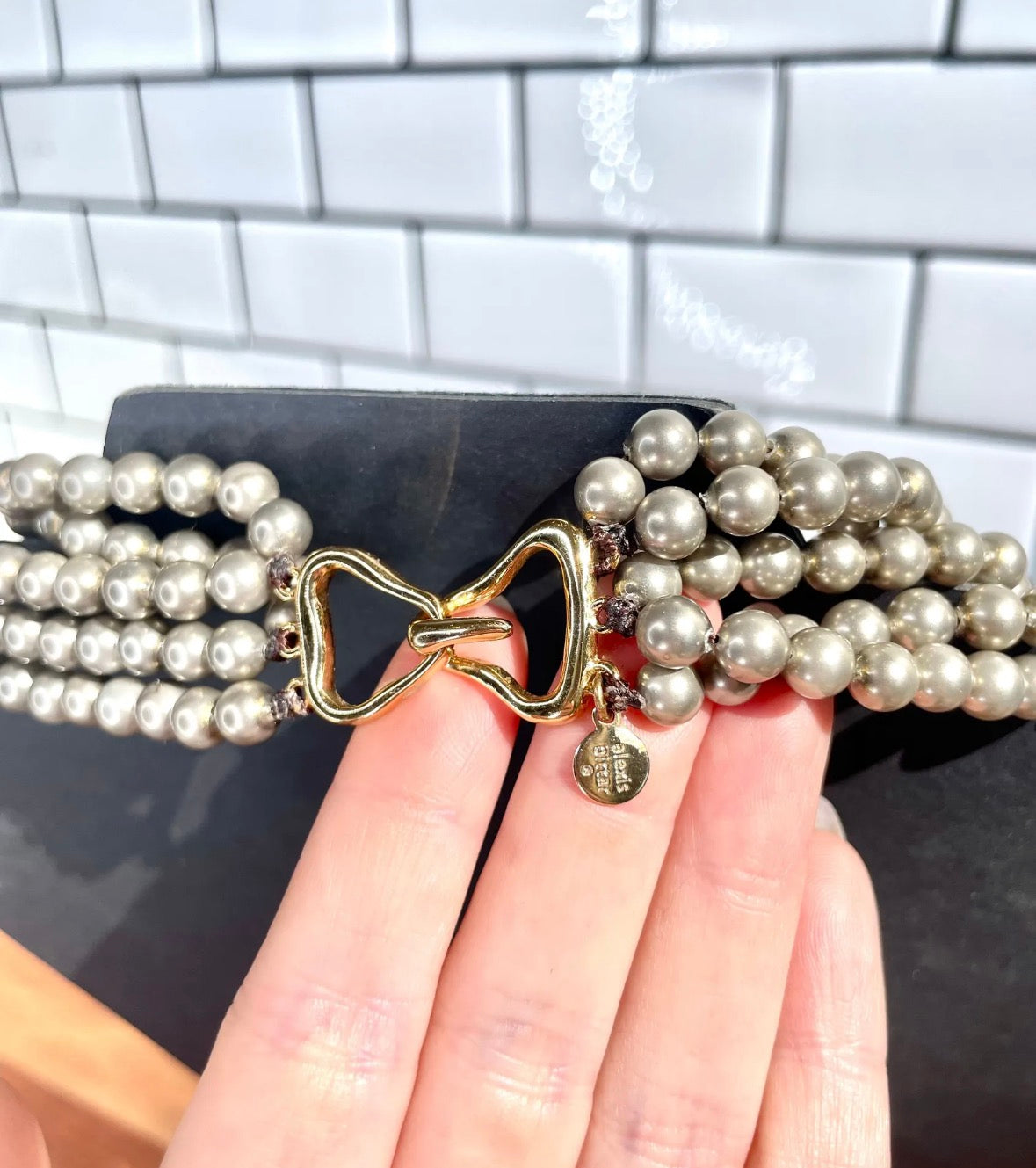 Alexis Bittar Multi-Strand Pearl Statement Necklace with Crystal Accents