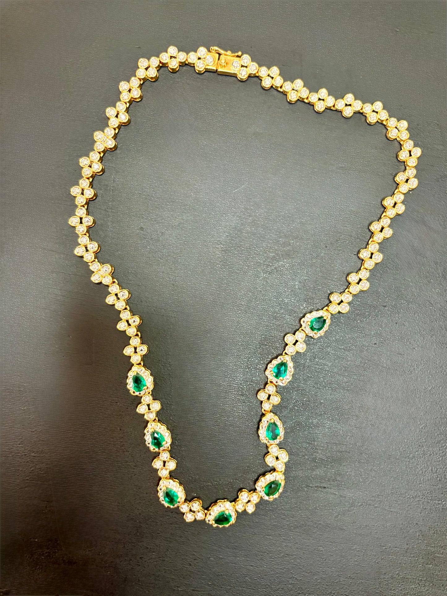 Vintage Camrose Kross Necklace JBK Green Rhinestone Jacqueline Kennedy 18"