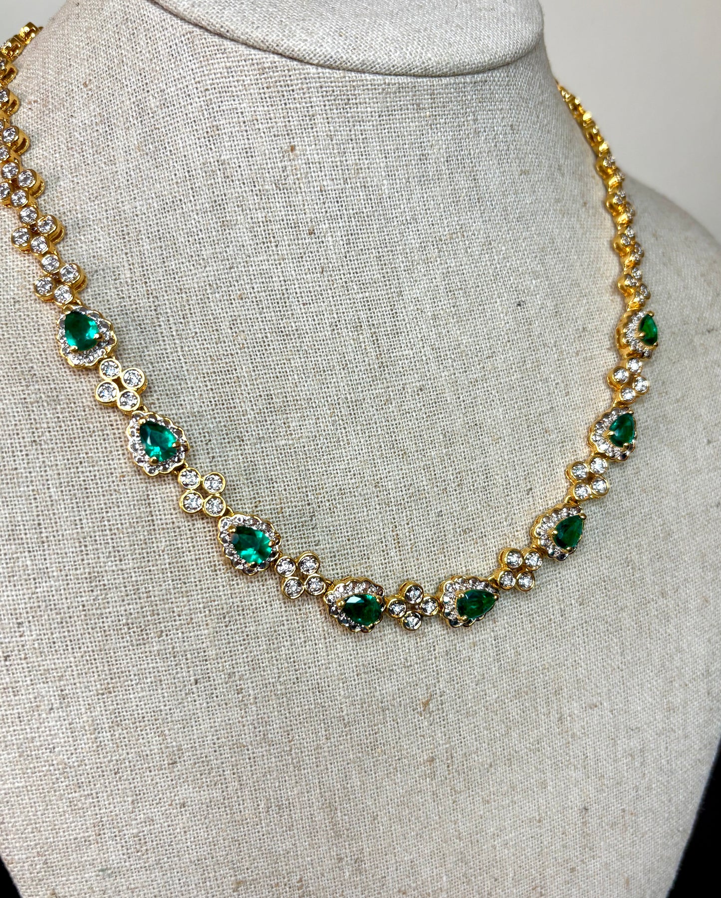 Vintage Camrose Kross Necklace JBK Green Rhinestone Jacqueline Kennedy 18"