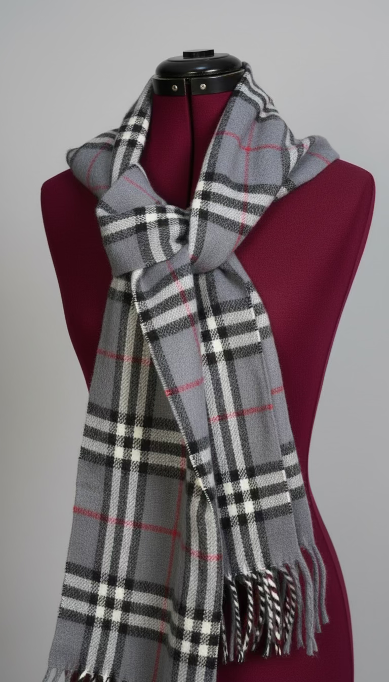 Authentic Burberry Plaid Scarf – Grey Nova Check