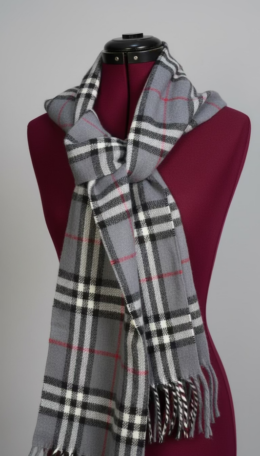 Authentic Burberry Plaid Scarf – Grey Nova Check