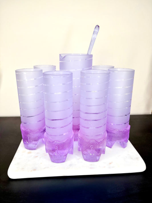 1970s Frosted Italian Alexandrite Anchor Barware set of 7