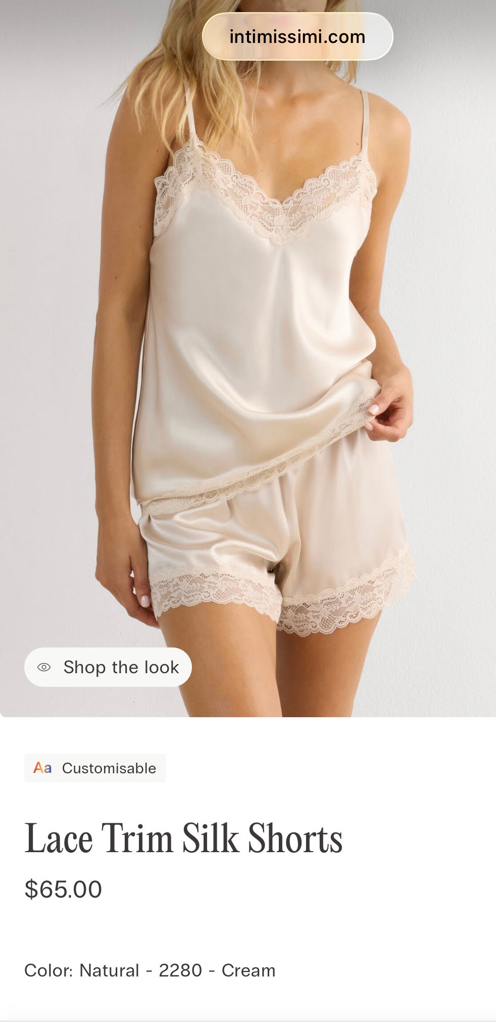NEW! Intimissimi 100% silk shorts with Lace Trim | Elegant Summer & Resort Wear