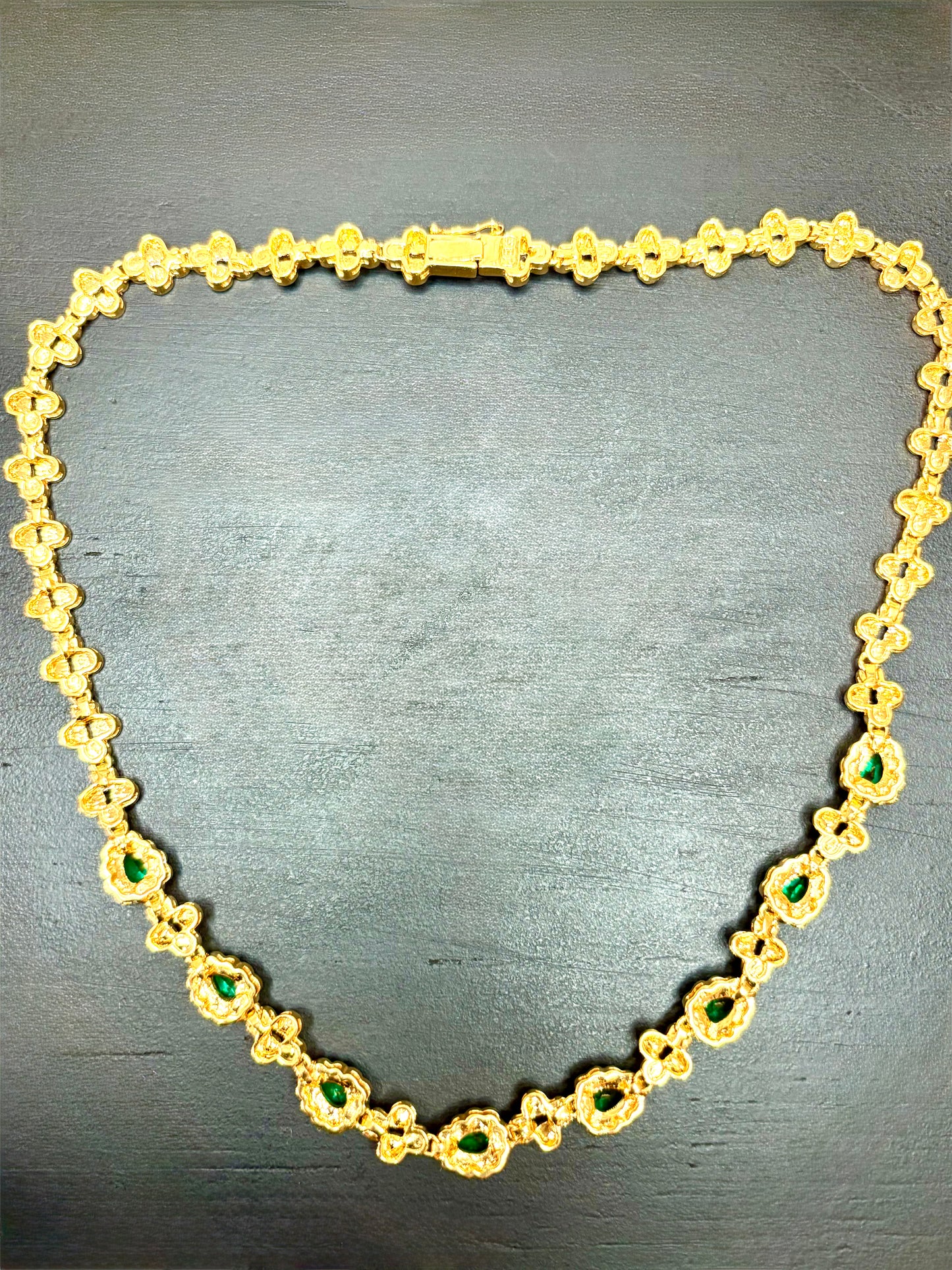 Vintage Camrose Kross Necklace JBK Green Rhinestone Jacqueline Kennedy 18"