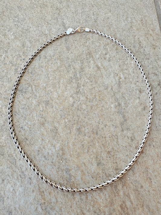 Vintage Heavy Sterling Silver Link Chain Necklace