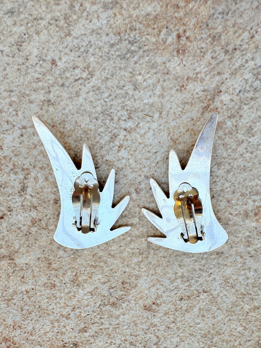 Vintage Sterling Silver Wing Clip-On Earrings | Made in Mexico