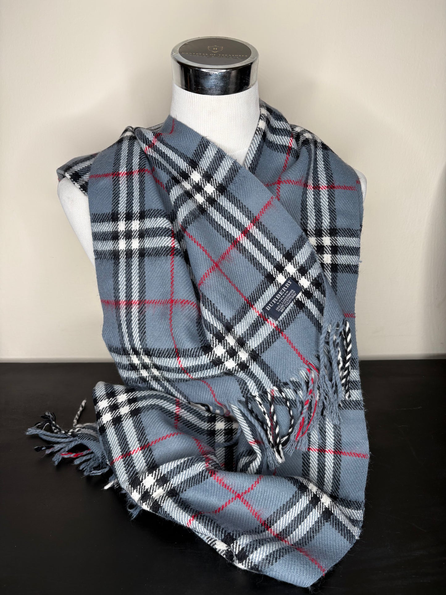 Authentic Burberry Plaid Lambswool Scarf – Grey Nova Check